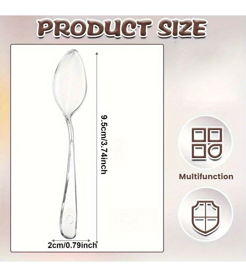 39 Pcs Transparent PS Dessert Spoons For Parties Weddings Birthdays Mini Ice Cream Scoops Serving Utensils For Cake Pudding Jelly And Events - Image 3