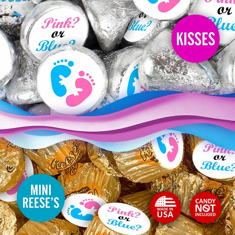 Creativity Labels 324 Pink and Blue Gender Reveal Baby Shower Favors Stickers for Baby Shower Or Sprinkle Party Decorations, Boy or Girl Gender Reveal Favors, Chocolate Drop Tags Labels, Made in USA - Image 4