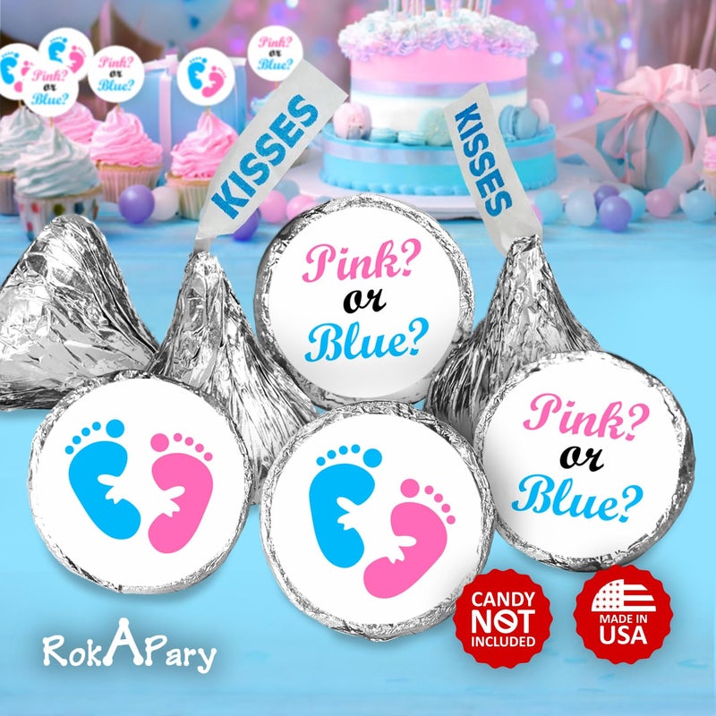 Creativity Labels 324 Pink and Blue Gender Reveal Baby Shower Favors Stickers for Baby Shower Or Sprinkle Party Decorations, Boy or Girl Gender Reveal Favors, Chocolate Drop Tags Labels, Made in USA - Image 2