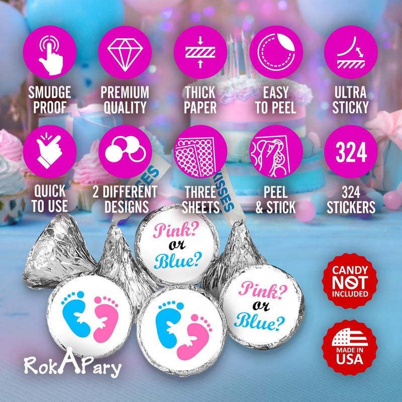 Creativity Labels 324 Pink and Blue Gender Reveal Baby Shower Favors Stickers for Baby Shower Or Sprinkle Party Decorations, Boy or Girl Gender Reveal Favors, Chocolate Drop Tags Labels, Made in USA - Image 3