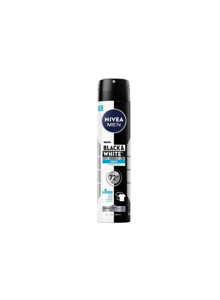 Nivea Nivea Invisible Black & White Fresh Deodorant Spray for Men, 200ml 