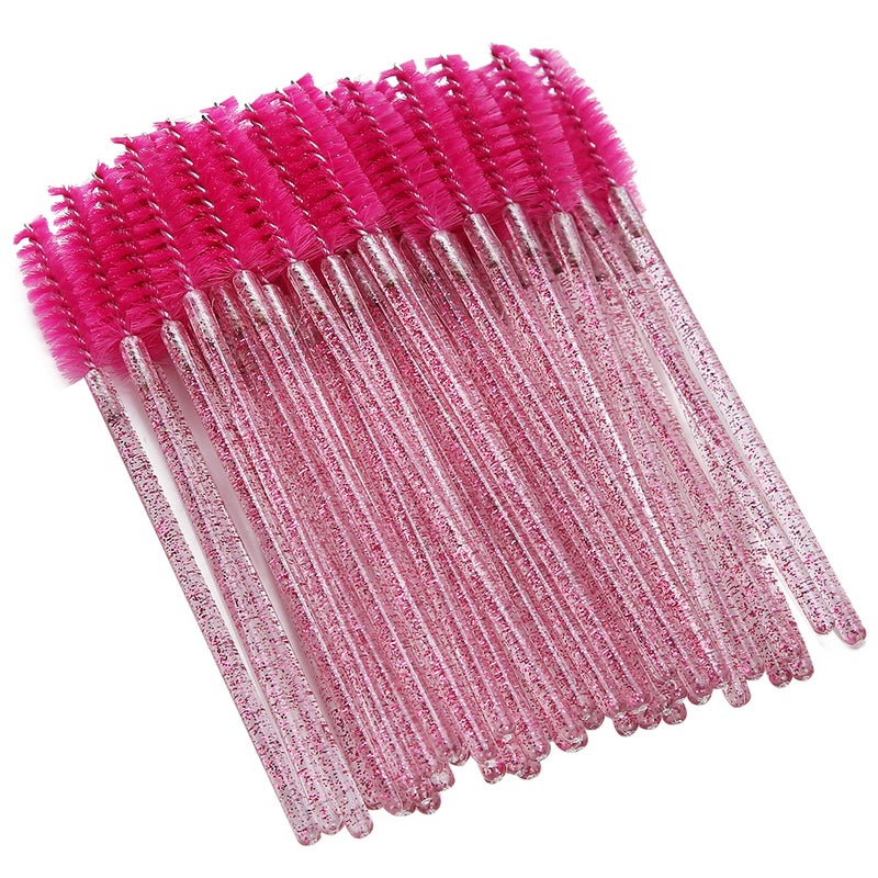 50pcs Nylon Makeup Brush Mascara Wands Eyelash Eyebrow Disposable Portable BrushRose Red - Image 3