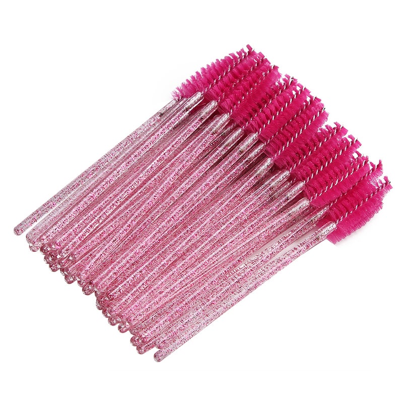 50pcs Nylon Makeup Brush Mascara Wands Eyelash Eyebrow Disposable Portable BrushRose Red - Image 4