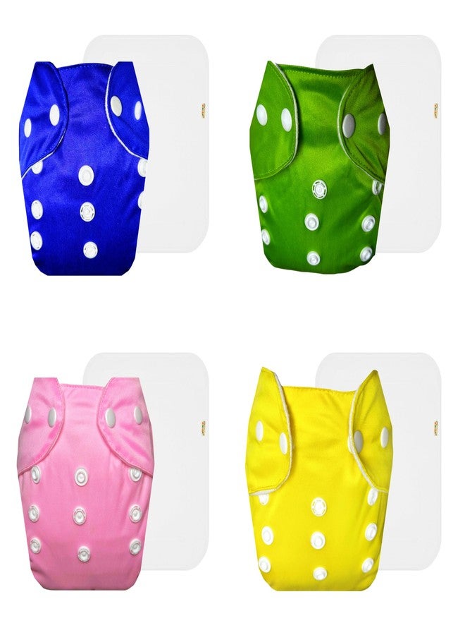 Dumbledo Lite Cloth Diaper with Cotton Insert (Pack of 4) | Hypoallergenic | Reusable & Washable | Adjustable Snaps | All-Day Wear | 3 Months - 2 Years | Unisex Baby - Image 1