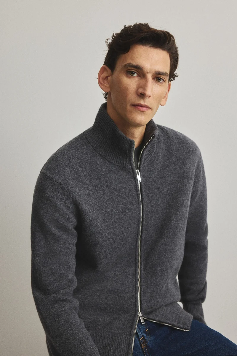 H&M  Regular Fit Wool zip-through cardigan for Men | Best Price UAE
