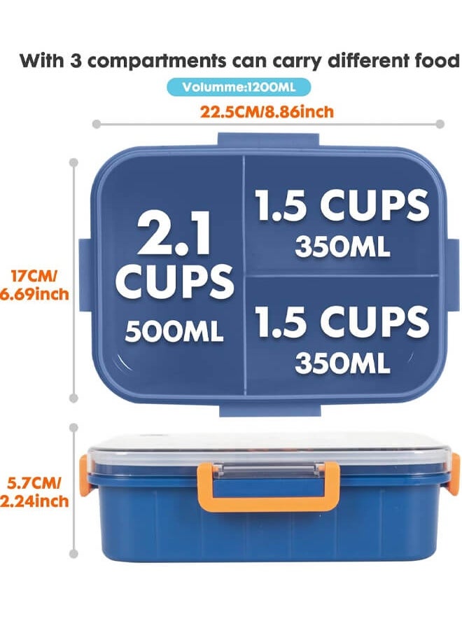 Riolio Children's Bento Box, 1200ml, BPA-Free, Leakproof, 3-Compartment Snack Box, Perfect for Back to School, Students, Daycare, and Lunch  - Image 2