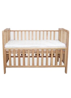 Baby Moment Wooden Baby Bed with Free Mattress and Mattress Cover – Beige, 95×70×120 cm  - Image 2