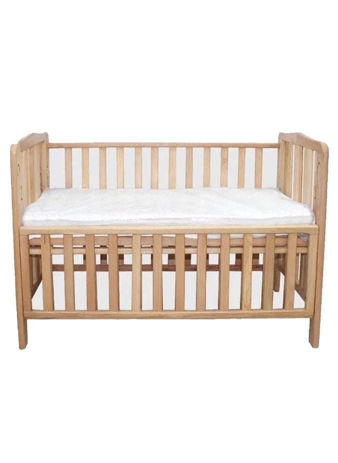 Baby Moment Wooden Baby Bed with Free Mattress and Mattress Cover – Beige, 95×70×120 cm  - Image 2