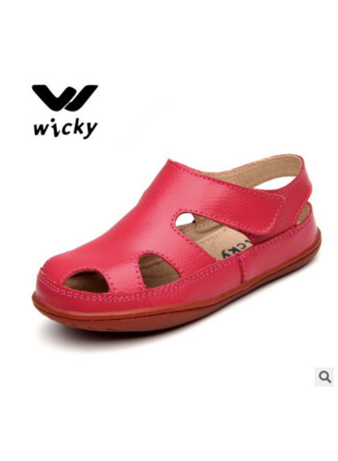 Cowhide Boys' Sandals Baotou Summer Style Breathable Soft Sole Non-slip Children's Sandals Leather Girls' Beach Shoes