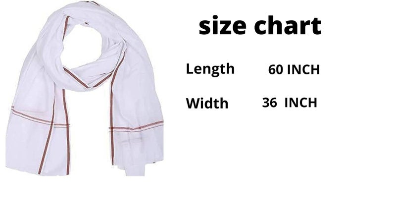 ROLIMOLI 100% Cotton Handloom Super Soft Gamcha White Full Size Traditional Indian Towel for Puja Samagri and Daily Use (2) - Image 2