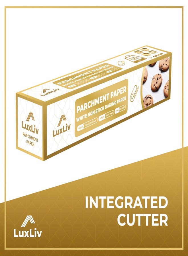 لفة ورق زبدة أبيض من LuxLiv®، مقاس 30 سم × 50 متر، مثالية للخبز، ومستلزمات خبز العجين المخمر، ولصنع خبز العجين المخمر، ولصنع ورق شمعي، وورق طهي - سميك للغاية وغير لاصق ومقاوم للدهون - Image 2