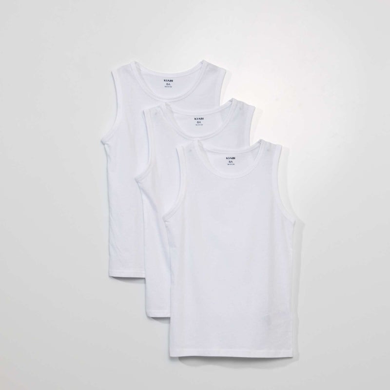 Boys Pack of plain 3 cotton undershirts