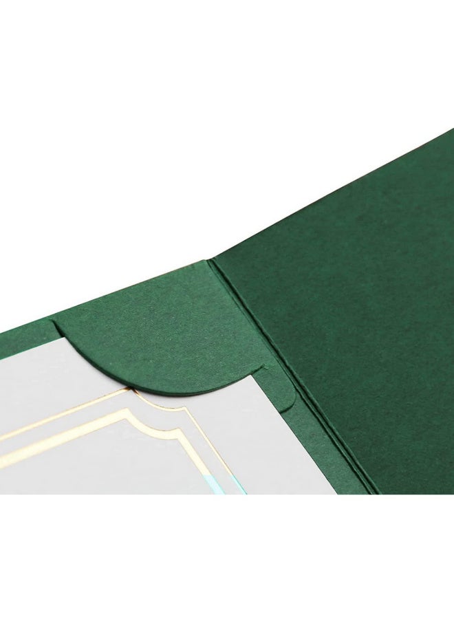 حافظة شهادة A4 غطاء دبلوم التخرج حامل شهادة الدرجة العلمية أغلفة وثائق ثلاثية لحفظ شهادات التقدير والدبلومات والمستندات والعقود وبطاقات الدعوة 5 قطع أخضر - Image 5