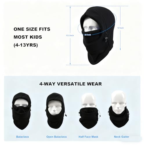 Your Choice Kids Balaclava Ski Mask Cold Winter Face Mask, Black - Image 4