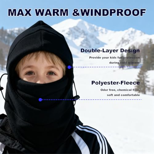 Your Choice Kids Balaclava Ski Mask Cold Winter Face Mask, Black - Image 2