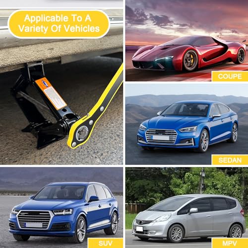 snaliobde Car Jack Kit - Scissor Car Jack Max 2 Ton(4409lbs) Capacity Portable Emergency Tire Change Kit with Lug Wrench for Sedan Coupe SUV - Image 5