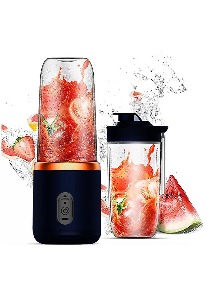 Generic - Portable Blender USB Rechargeable Mini Personal Blender for Shakes and Smoothies Electric Fruit Vegetable Juicer with 2 Travel Cups and 6 Blades - Image 1