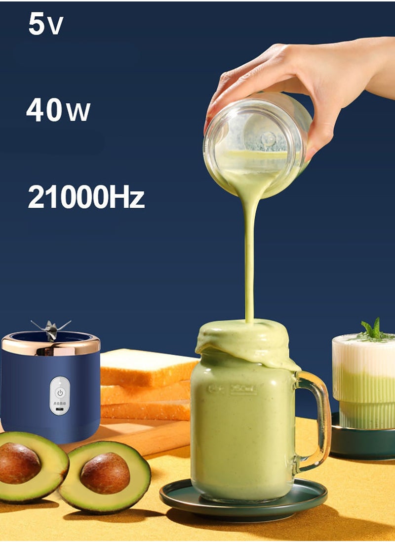 Generic - Portable Blender USB Rechargeable Mini Personal Blender for Shakes and Smoothies Electric Fruit Vegetable Juicer with 2 Travel Cups and 6 Blades - Image 1