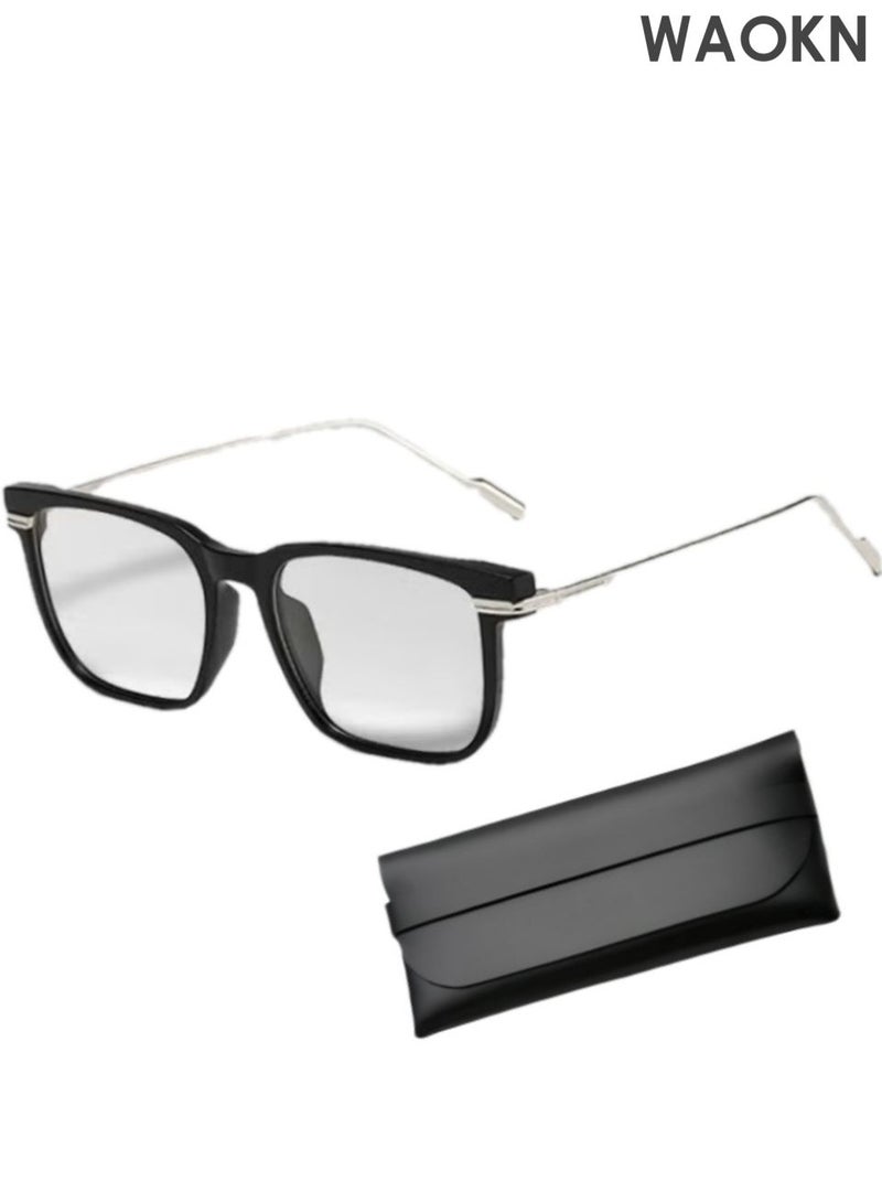 WAOKN Blue Light Blocking Glasses ,Computer Reading Gaming TV Phones Eyeglasses ,Fashion Anti Eyestrain UV Eyewear for Women Men,Box metal glasses, ultra lightweight and durable, not easily deformed, suitable for reading, computers, mobile phones and other electronic products. - Image 1