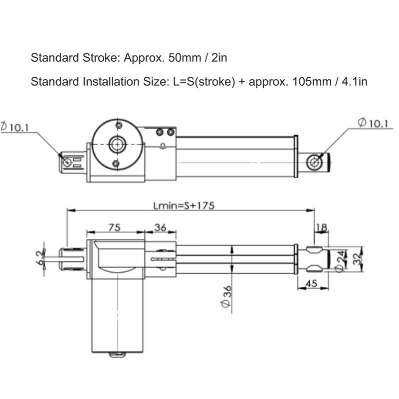 Motor Electric Putter Industrial Grade Heavy Duty 300N 50mm Stroke Linear Actuator JS-TGZ-U5(24VDC ) - Image 4