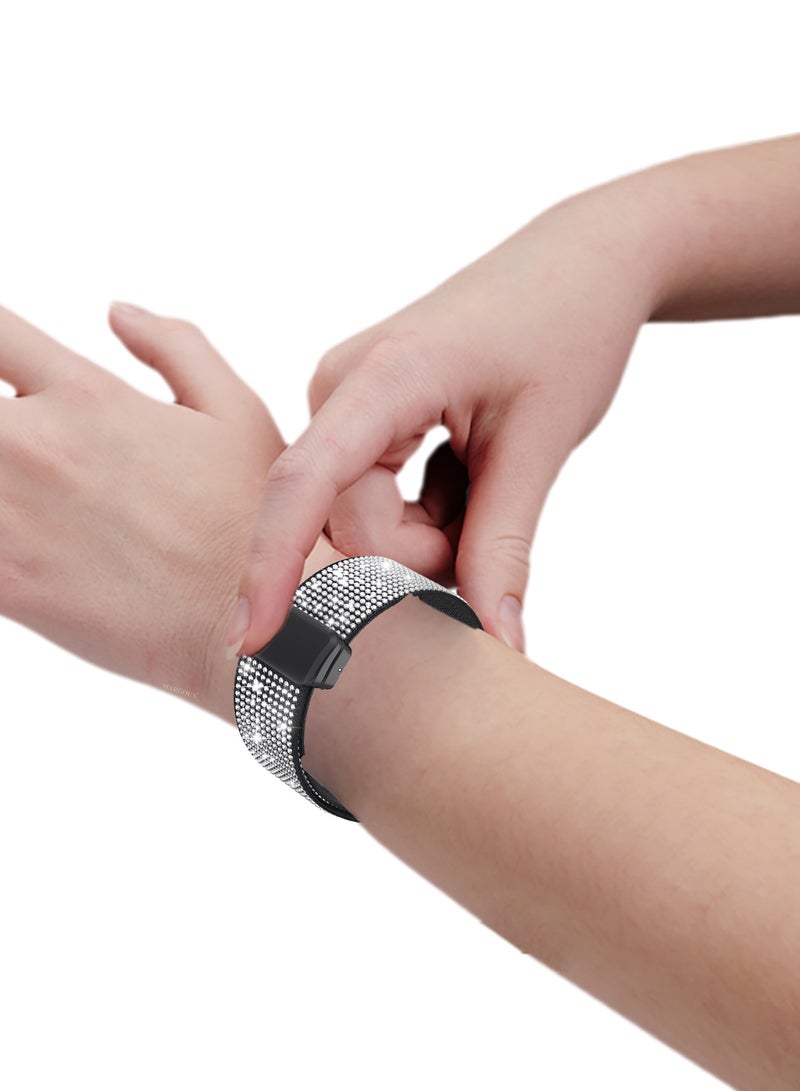 CATANES 2Packs 44mm 45mm 49mm Elastic Band for Apple Watch Series 1-9, SE & Ultra - Rhinestone Sparkle Watch Band - Image 3