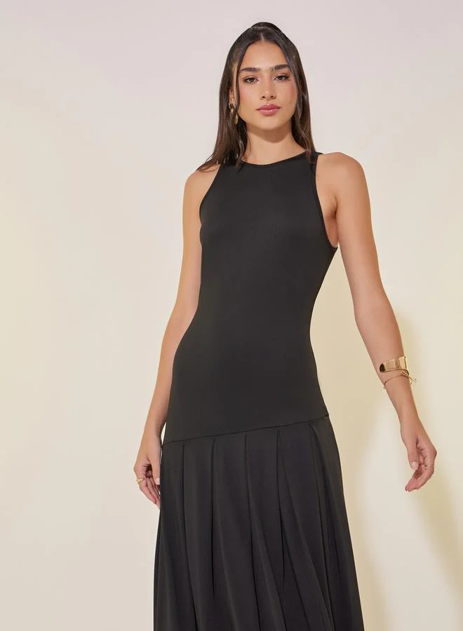 Styli Styli Solid Sleeveless Balloon Hem Maxi Dress