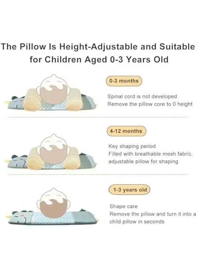 VIVP Baby Head Shaping Pillow, Soft Newborn Pillow to Prevent Flat Head, Toddler Head Pillow, Flat Head Baby Pillow, Baby Sleeping Pillow, Baby Pillows for Sleeping for 0-3 Years (Dinosaur) - Image 4