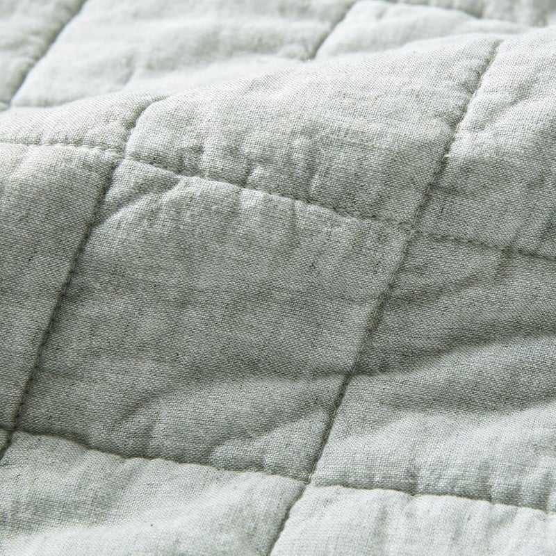 Hyde Lane Linen Quilt Set King Size - Breathable Box Stitched European Flax Bedding Set for Bedspread and Coverlet, with 2 Pillow Shams, 106"x96", Sage - Image 5