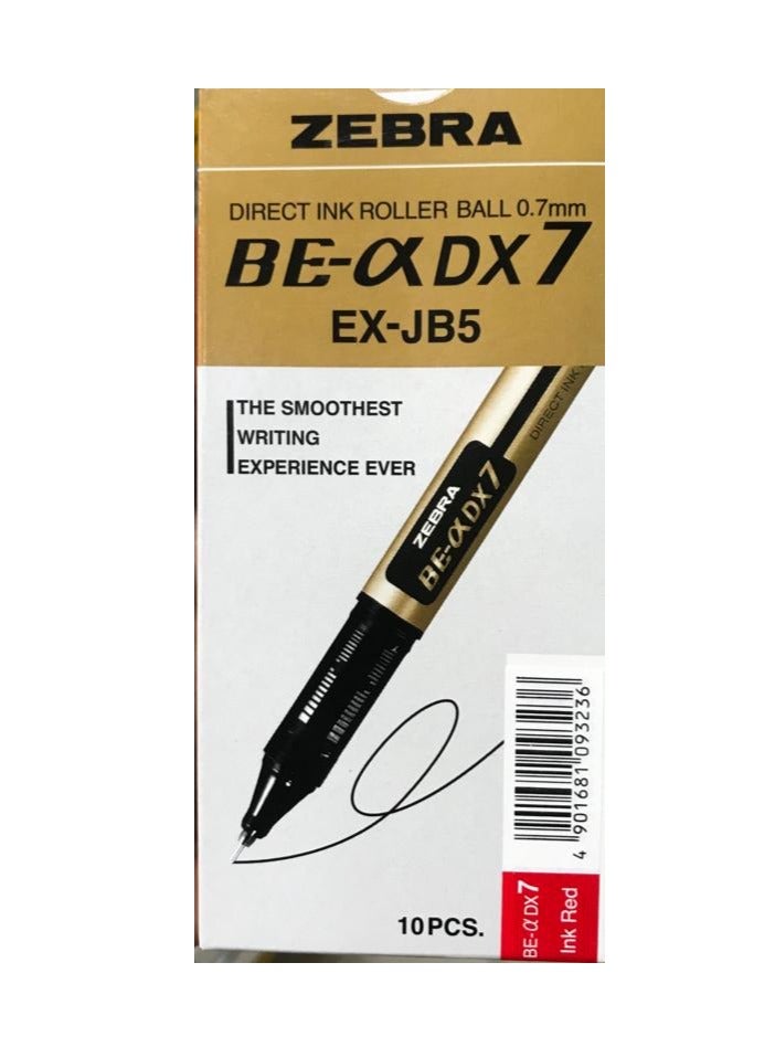 ZEBRA 10 Piece Direct Red Ink Roller Ball Pen 0.7mm  - Image 1