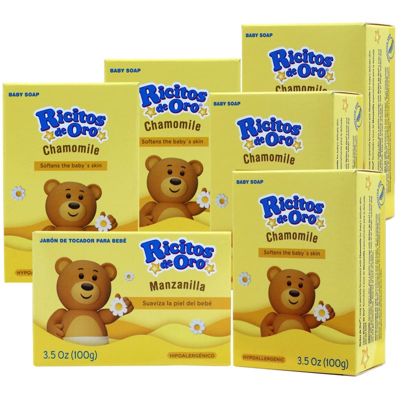 Ricitos De Oro Baby Cleansing Bar Soap with Extract Calming Effect Chamomile 6Pack of 35 Oz Each Soap 6 Soaps - Image 1