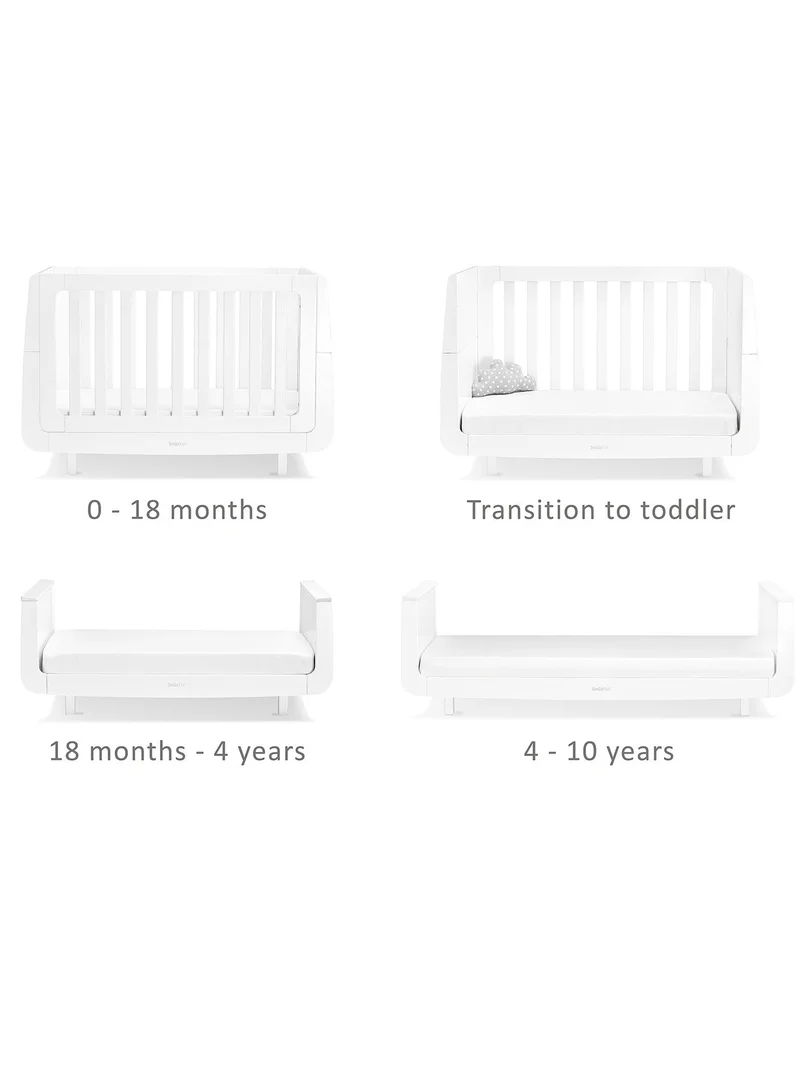 Snuz Snüz Kot Mode Convertible Infant / Toddler Cot Bed, Converts To Toodler And Junior Bed , Suitable From Birth To 10 Years, 120 X 81 X 25.5 Cm - White