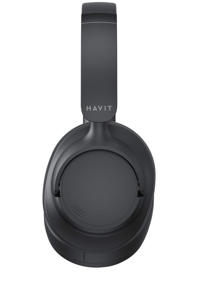 havit - H652BT Active Noise Cancelling Bluetooth Headphones with 40mm Drivers, Foldable Design, Premium Stereo Sound, and 35 Hours Playback Time Compatible with Android and iOS Devices, Including Smartphones, Tablets, and Computers- Black - Image 1