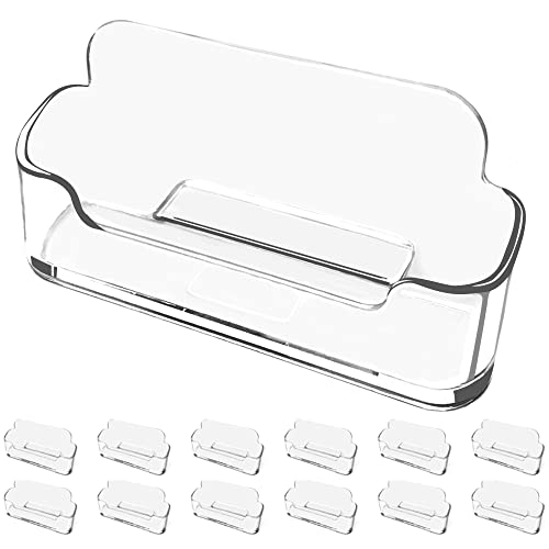 vrupin Business Card Holder for Desk - 12 Pack Acrylic Business Card Holder , Fits 30-50 Business Cards Display Business Card Stand Desktop Business Card Holders for Exhibition - Image 1