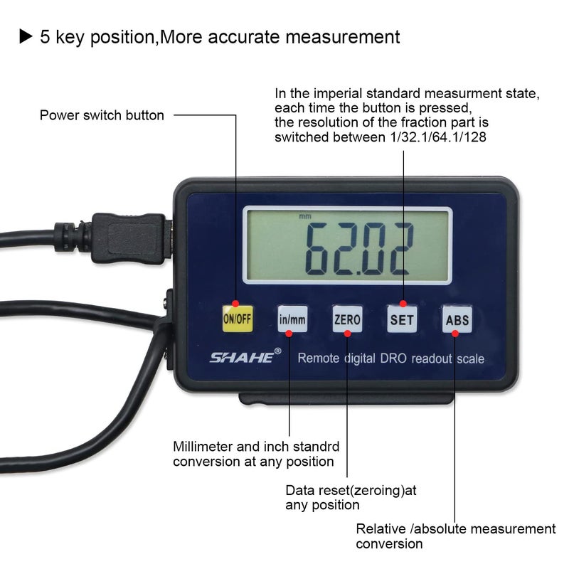 SHAHE Digital Readout Linear,0-300mm/12'' Magnetic Linear Scale,Large LCD Readout Scale for Milling Machine - Image 2