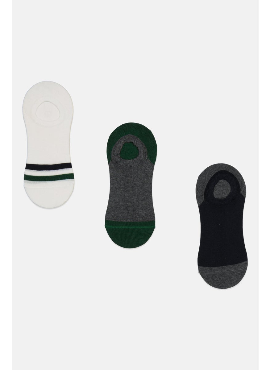 TapouT Men 3 Pairs Non Terry Round Invisible Socks, Navy Combo  - Image 1