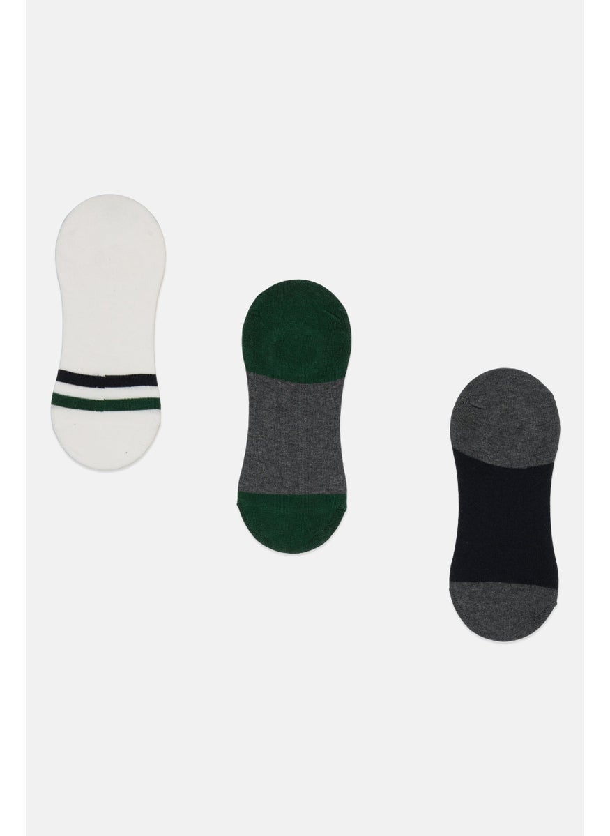 TapouT Men 3 Pairs Non Terry Round Invisible Socks, Navy Combo  - Image 2