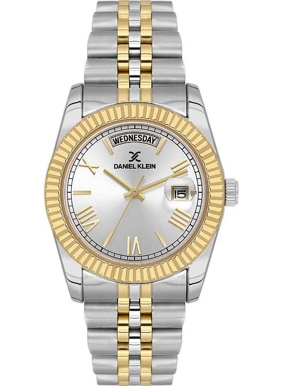 DANIEL KLEIN - DK.3.10038-3 Domed Calendar Day Display Roman Numeral Steel Plated Metallic-Gold Color Women's Wristwatch - Image 1
