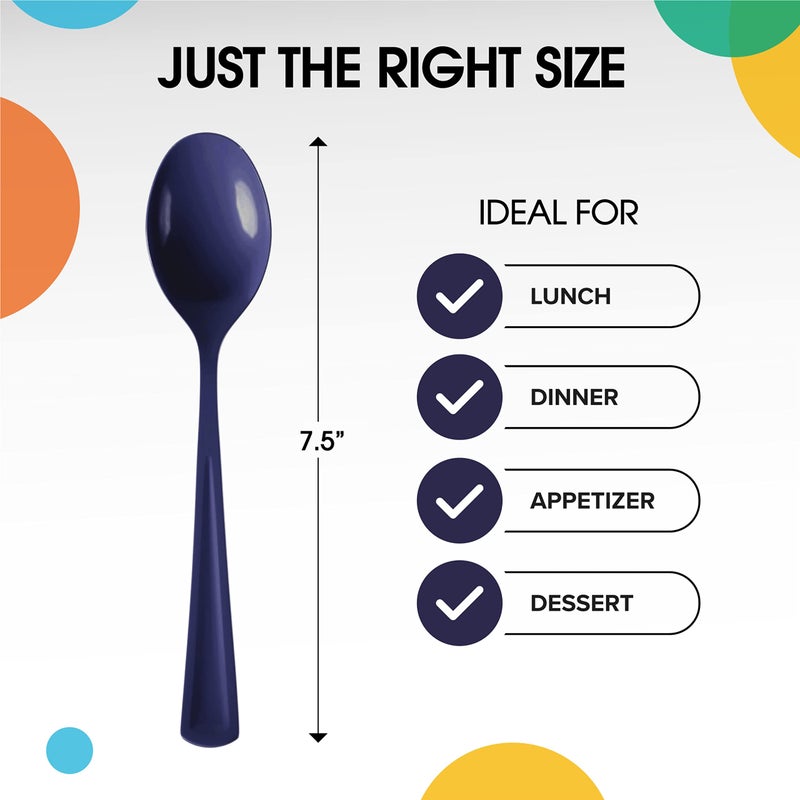 Exquisite Navy Plastic Spoons 50 Pcs Navy Spoons Disposable Utensils Heavy Duty Plastic Cutlery Set Disposable Cutlery Sets Flatware Sets Silverware Set For Party Supplies & Party Tableware Exquisite - Image 1