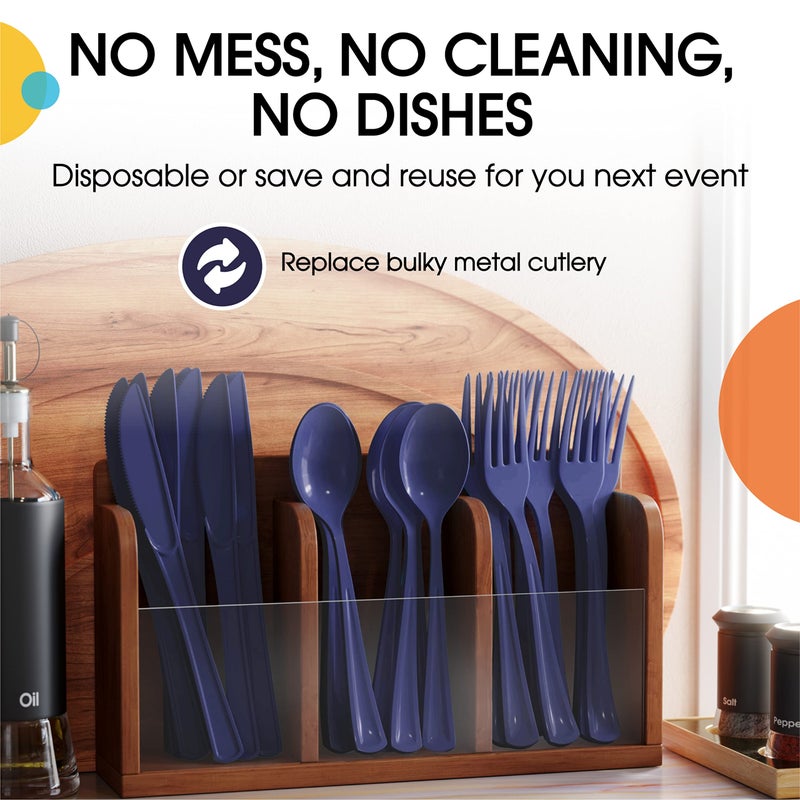 Exquisite Navy Plastic Spoons 50 Pcs Navy Spoons Disposable Utensils Heavy Duty Plastic Cutlery Set Disposable Cutlery Sets Flatware Sets Silverware Set For Party Supplies & Party Tableware Exquisite - Image 4