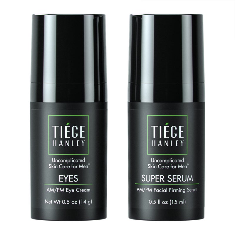 Tiege Hanley Anti Aging Bundle for Men, Eye Cream and Face Serum With Peptides, Hyaluronic Acid, and Vitamin B3 to Help Reduce the Look of Wrinkles and Dark Circles, Menâ€™s Skin Care, 2 Piece Set - Image 1