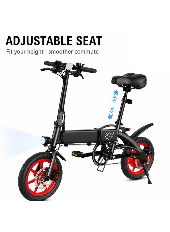 Wind Horse Windhorse C19 Foldable Electric Bike for Adults and Teens, 350W Brushless Motor, 36V 8Ah Removable Battery, Up to 35 km/h Speed, 25–35 km Range, 14 Inch Tyres, Dual Disc Brakes, Adjustable Seat, Gift for Riders - Image 5