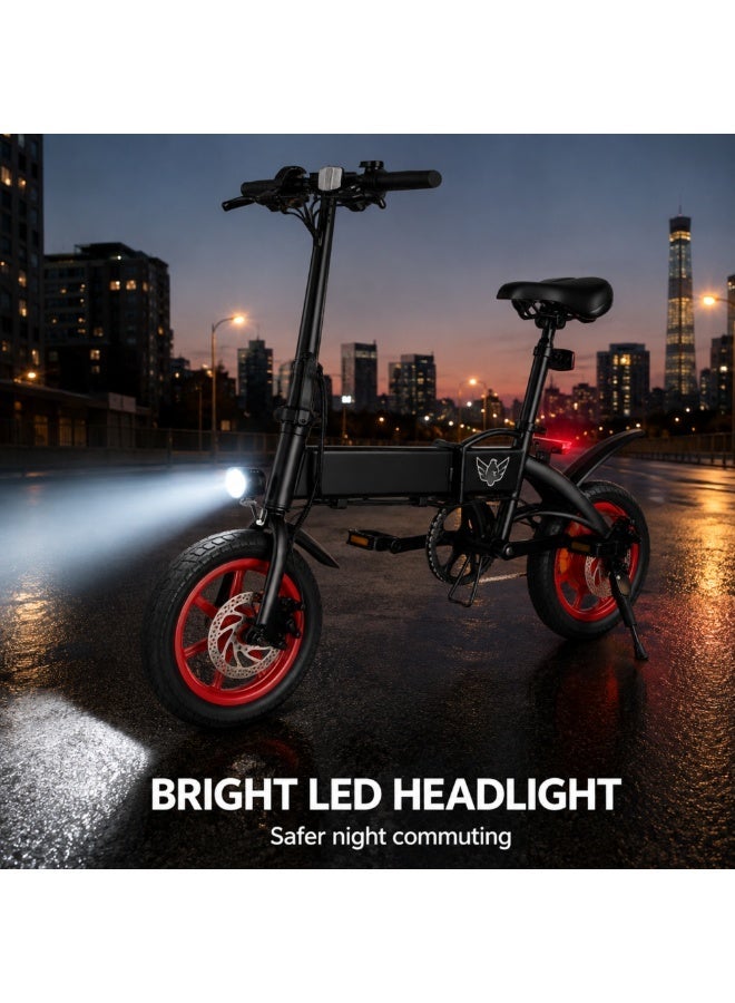 Wind Horse Windhorse C19 Foldable Electric Bike for Adults and Teens, 350W Brushless Motor, 36V 8Ah Removable Battery, Up to 35 km/h Speed, 25–35 km Range, 14 Inch Tyres, Dual Disc Brakes, Adjustable Seat, Gift for Riders - Image 4
