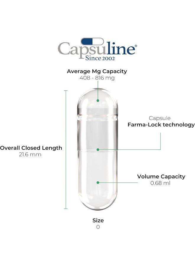 Capsuline Capsuline - Size 0 Clear Empty Gelatin Capsules - 5000 Count - Kosher & Halal Certified - Pill Capsules  - Image 2