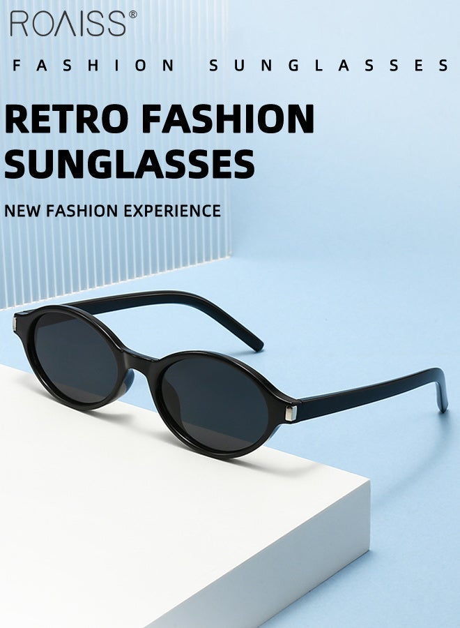 رويس نظارتان شمسيتان بيضاويتان بتصميم كلاسيكي للنساء، توفران حماية من الأشعة فوق البنفسجية UV400، نظارات شمسية أنيقة وعصرية مناسبة للحفلات الخارجية والتصوير الفوتوغرافي في الشوارع - Image 3