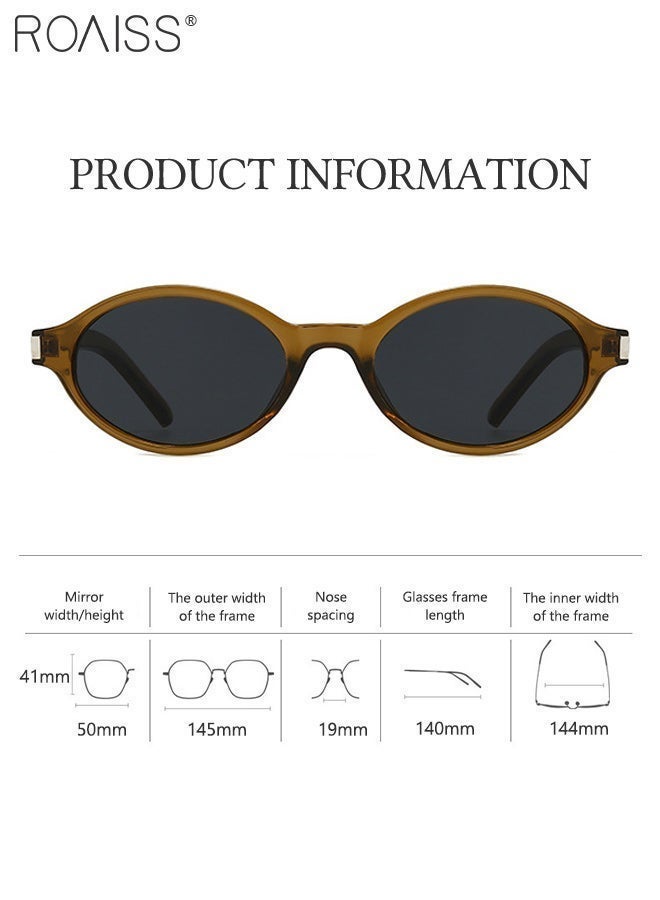 رويس نظارتان شمسيتان بيضاويتان بتصميم كلاسيكي للنساء، توفران حماية من الأشعة فوق البنفسجية UV400، نظارات شمسية أنيقة وعصرية مناسبة للحفلات الخارجية والتصوير الفوتوغرافي في الشوارع - Image 4