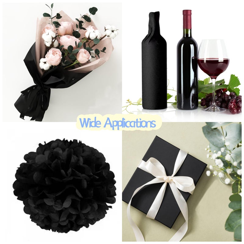 Hlonon Black Tissue Paper - 30 Sheets, 14 x 20 Inch, Gift Wrapping, DIY Crafts, Wedding, Birthday, Christmas - Image 4