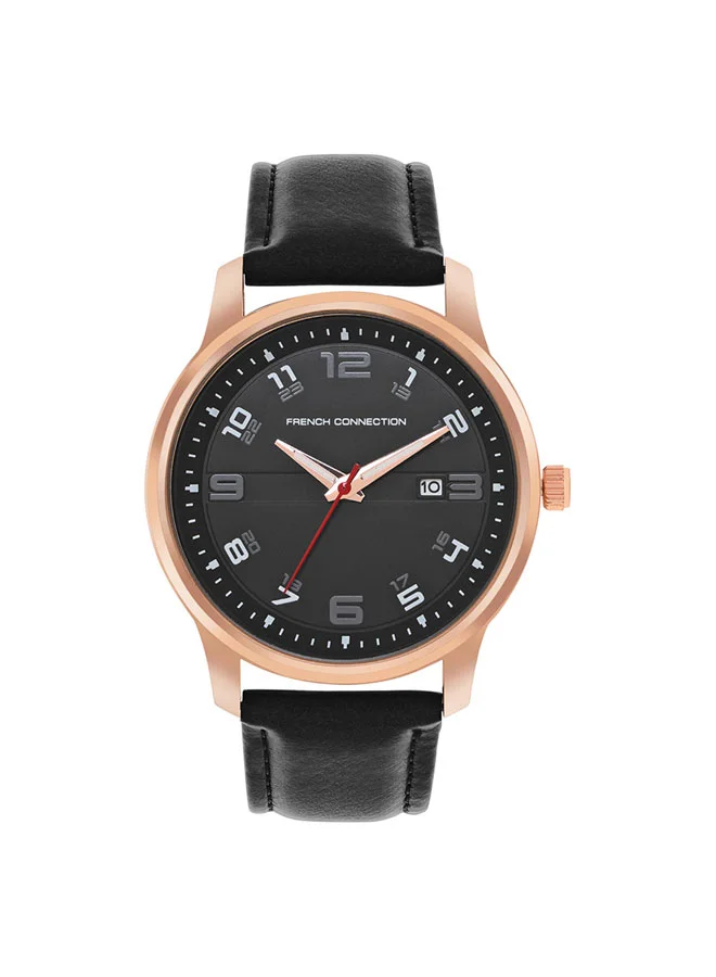 French Connection 43mm Men's Quartz Watch with Black Dial