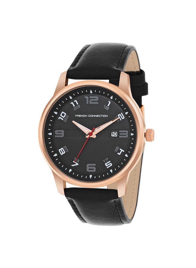 French Connection 43mm Men's Quartz Watch with Black Dial - Image 2