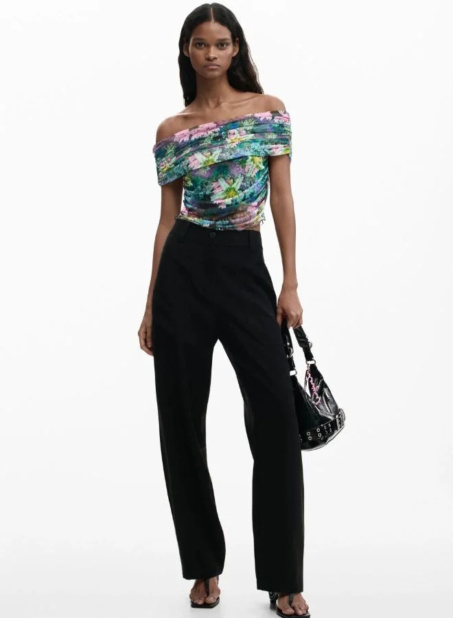 DESIGUAL Floral boat neck t-shirt