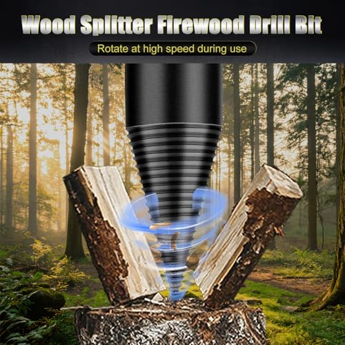 TUEJITE 45+32mm Firewood Log Splitter, Fired Wood Kindling Splitter Set Detachable Design, Heavy Duty Electric Drills Screw Cone Driver Removable, Wood Splitting Wedge Tools 6Pcs - Image 3